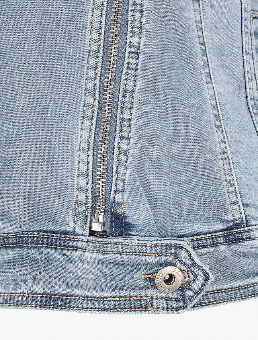 Veste en jean zippée - Bleu - 3