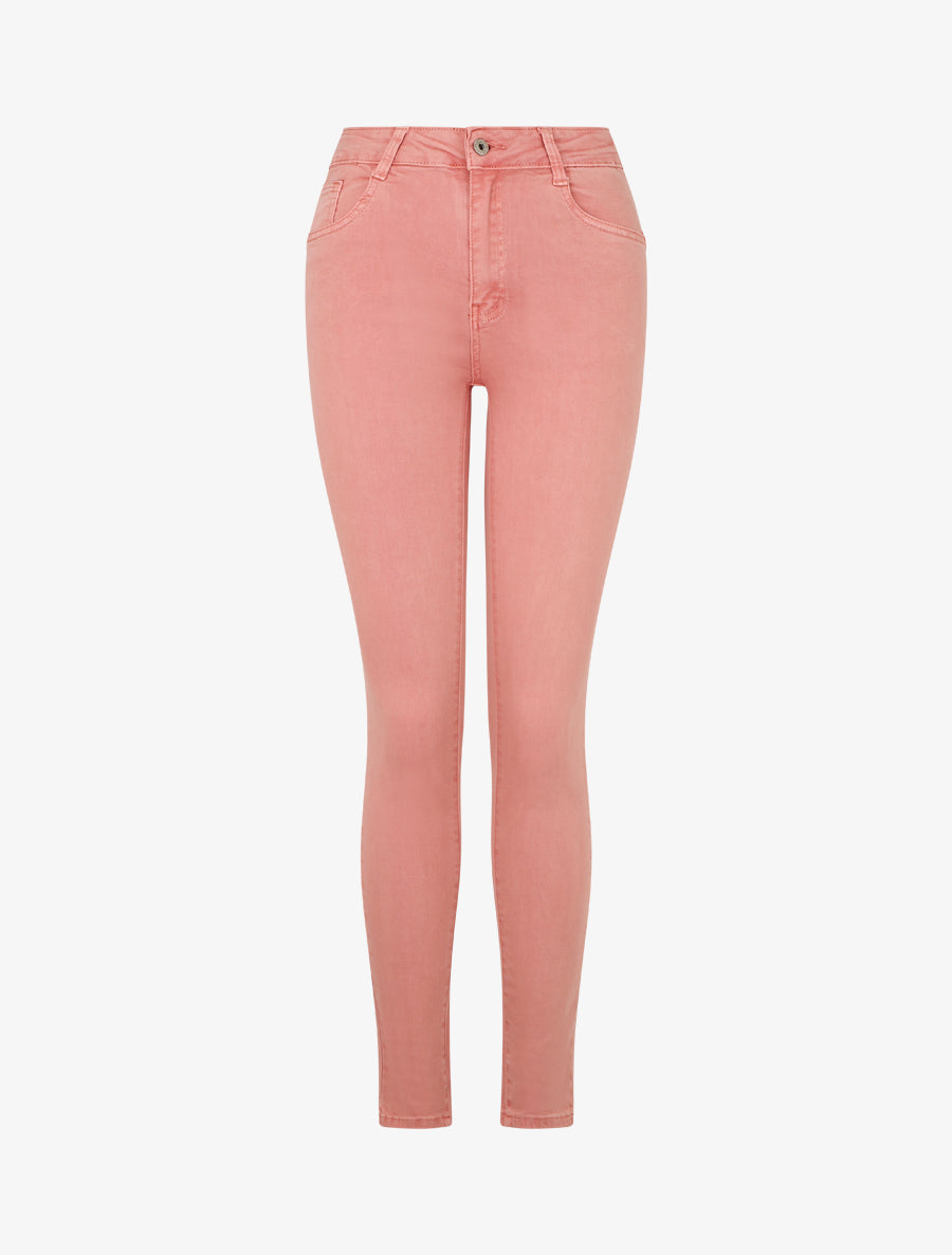 Jean skinny push up taille haute - Rose - 1