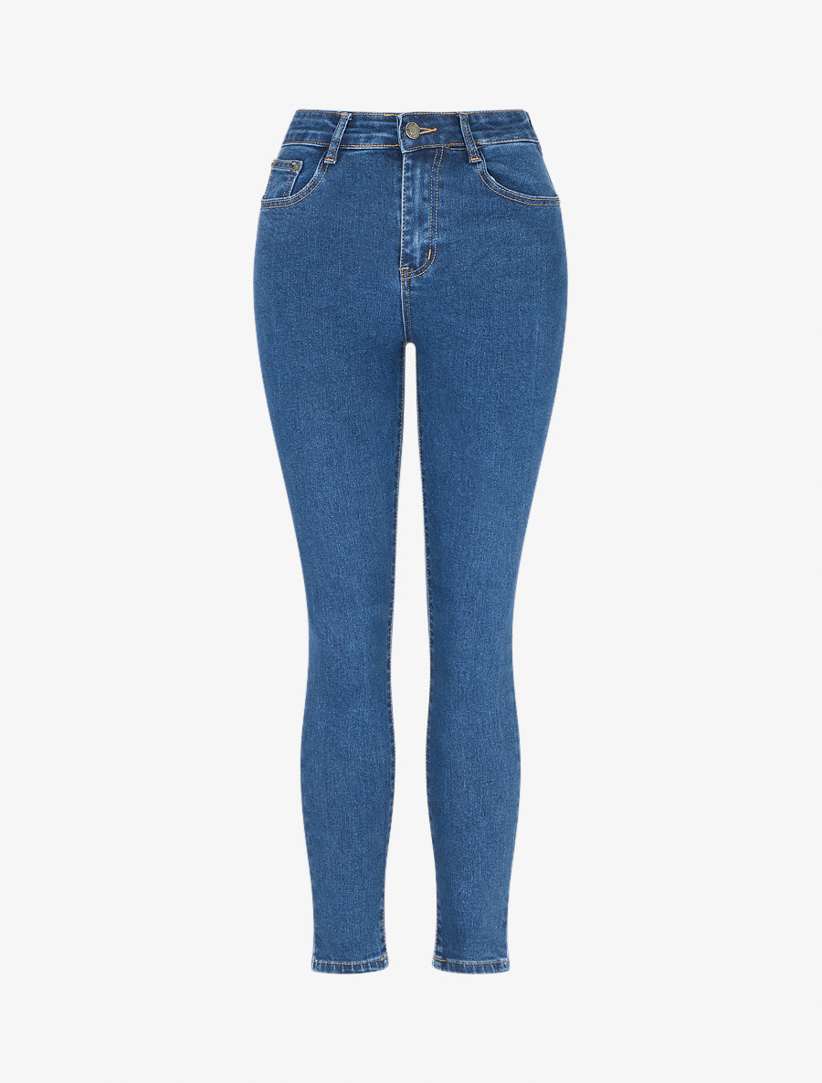 Jean skinny taille haute - Bleu - 1