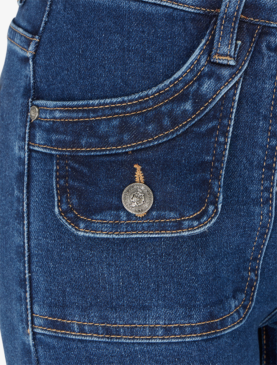 Jean droit à poches à rabat - Bleu - 3