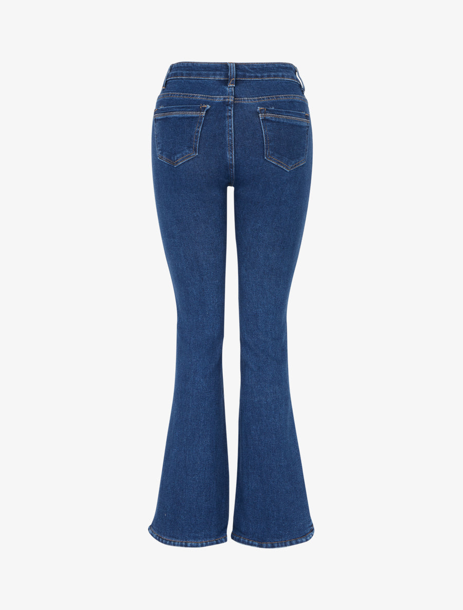 Jean flare à bords fendus - Bleu - 2