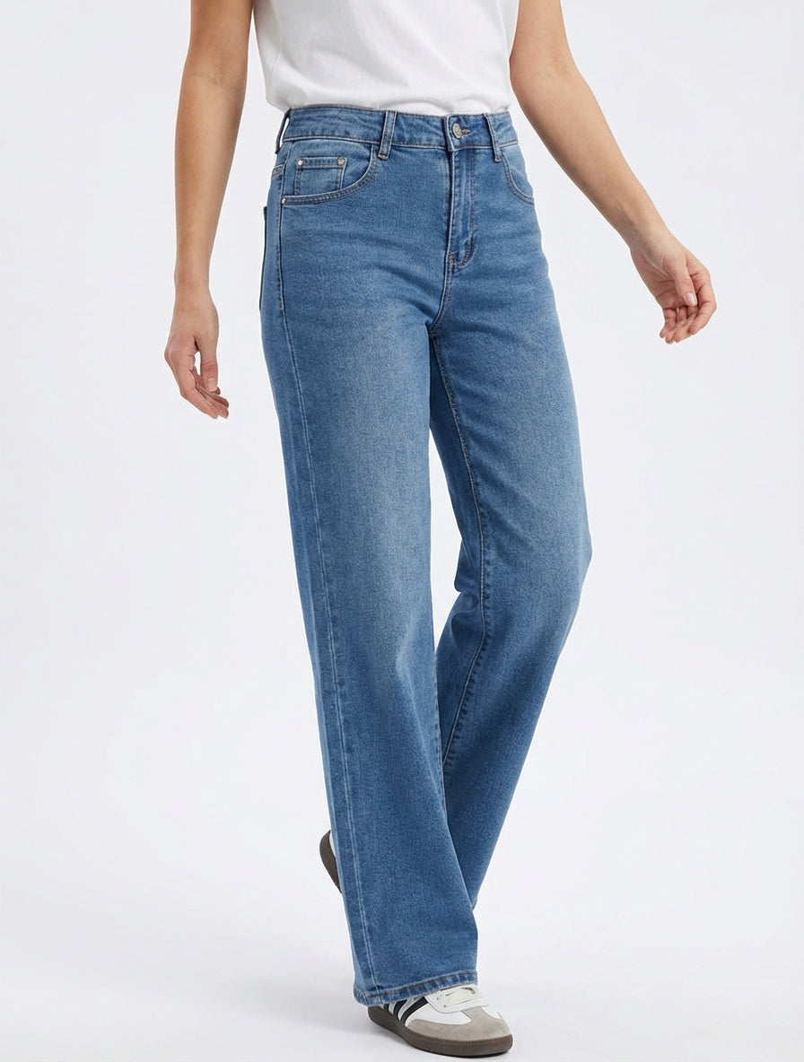 Jean classico a gamba larga taglio dritto - Blu