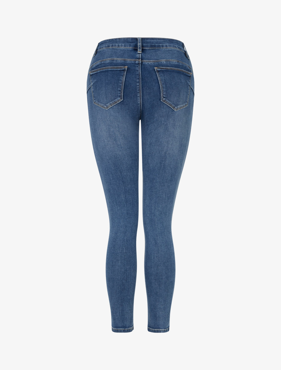 Jean skinny délavé à taille standard - Bleu - 2