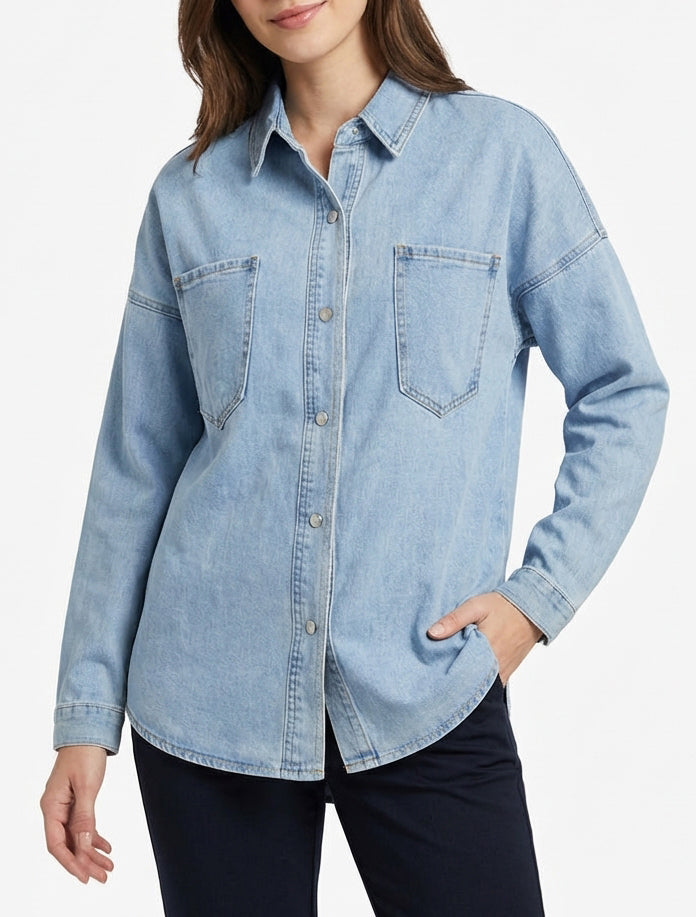 Camicia di jeans dritta - Blu chiaro