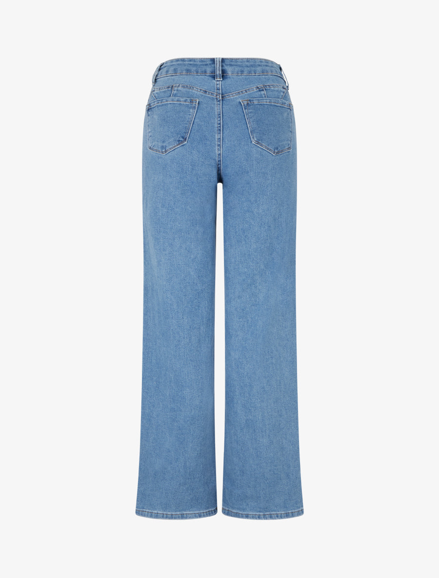 Jean wide leg push up coupe droite - Bleu clair - 2