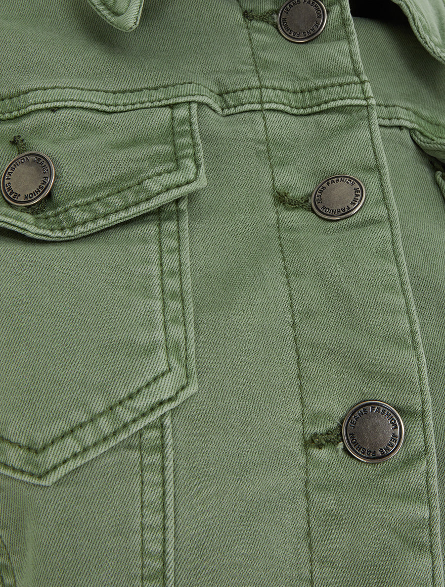 Veste en jean stretch coupe droite - Kaki - 3