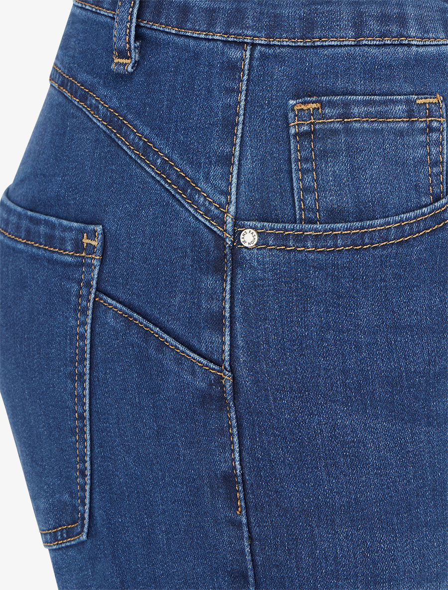 Jean droit taille haute push-up - Bleu - 3