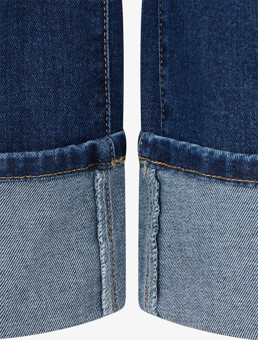 Jean coupe wide leg à ourlet - Bleu denim - 3