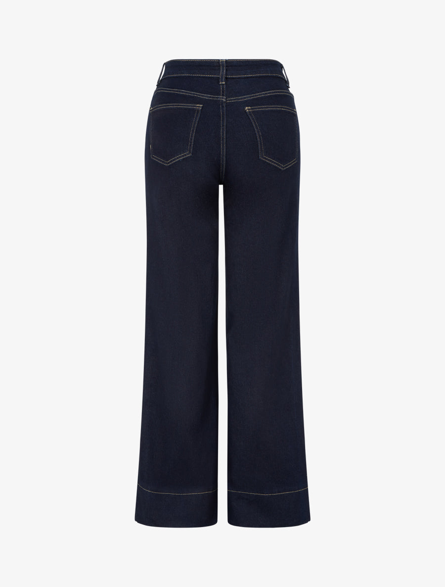 Jean taille haute coupe wide leg - Bleu brut - 2