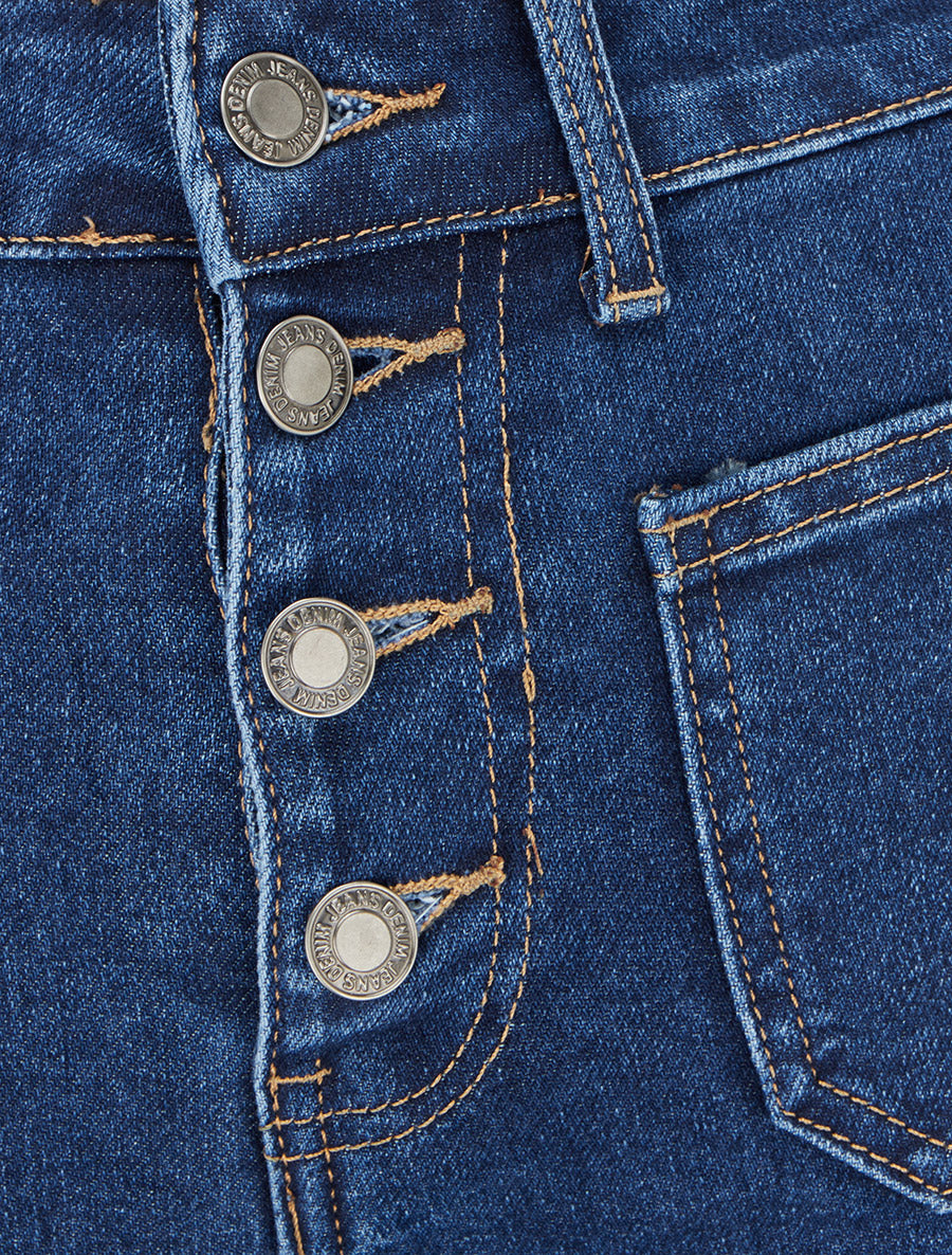 Jean flare à fermeture boutonnée - Bleu denim - 3