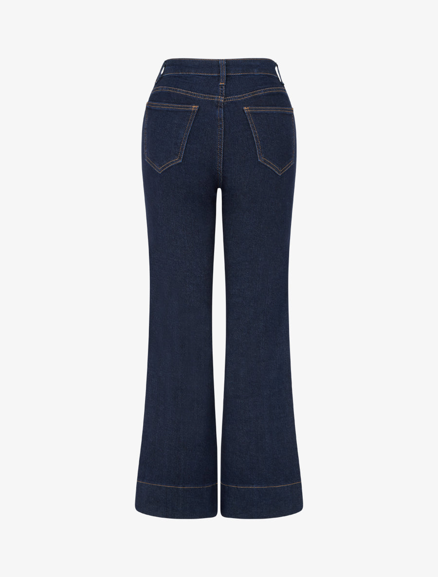 Jean wide leg à coutures contrastantes - Bleu brut - 2