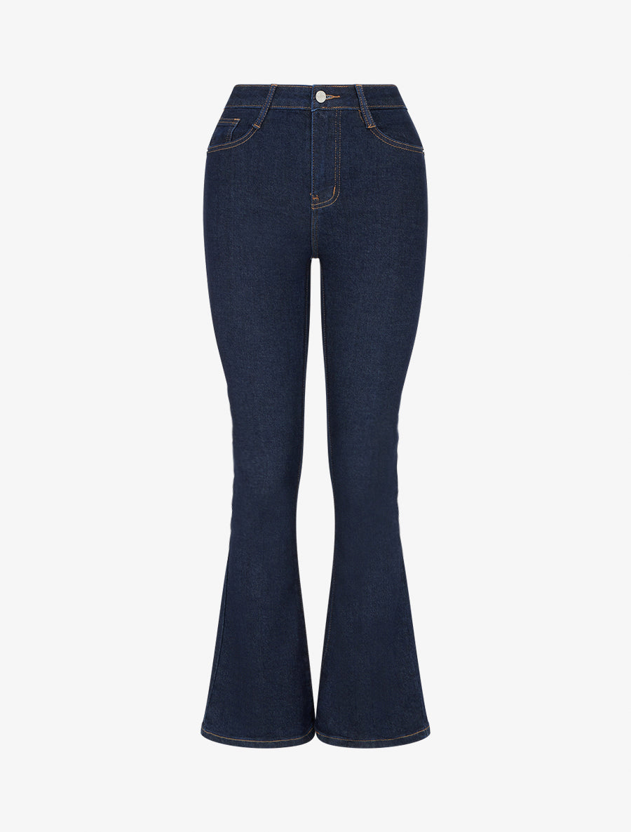 Jean flare stretch à taille haute - Bleu brut - 1