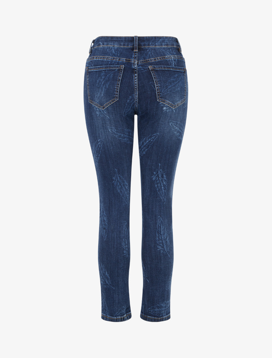 Jean à imprimé plumes coupe skinny - Bleu denim - 2