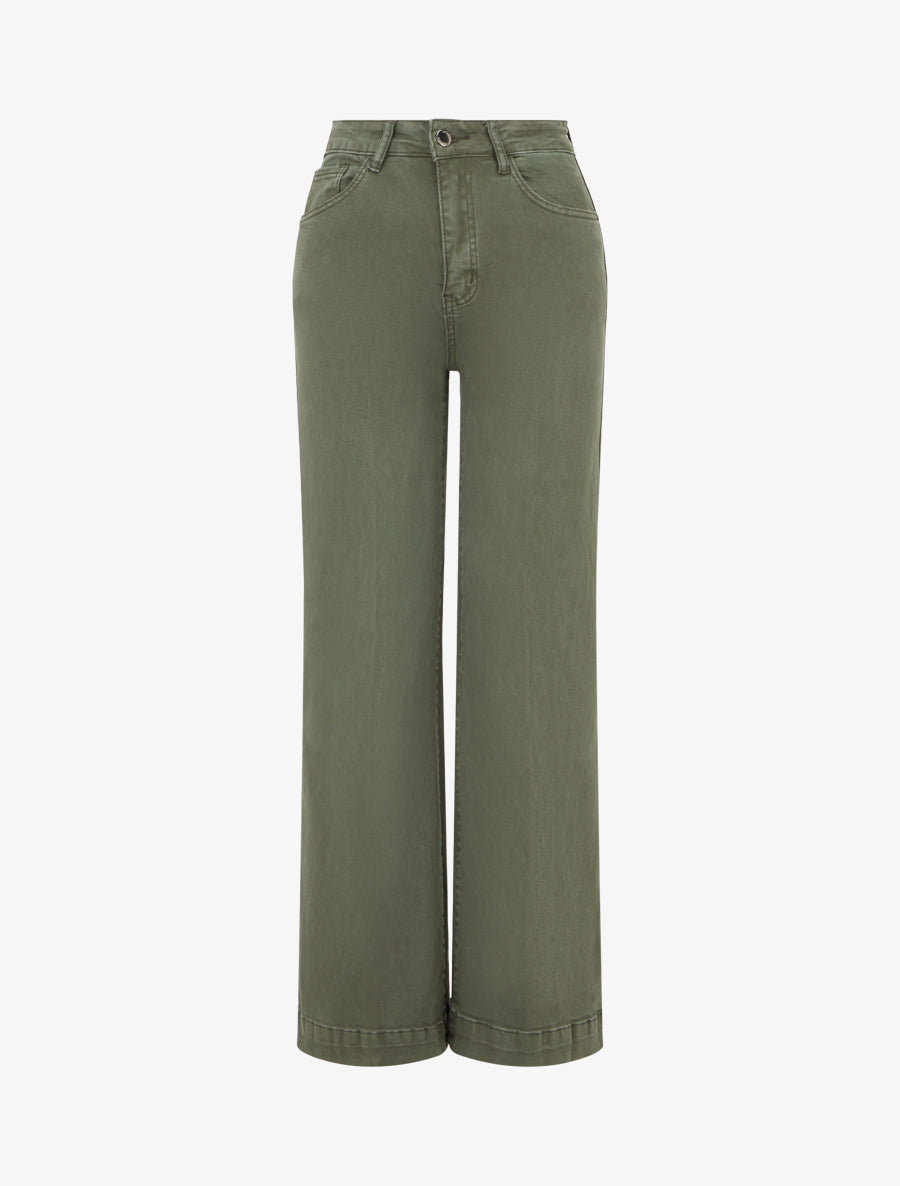 Jean uni wide leg - Kaki - 1