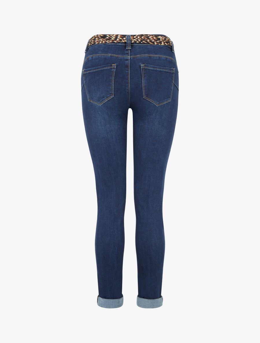 Jean à revers à détail imprimé coupe slim - Bleu denim - 2
