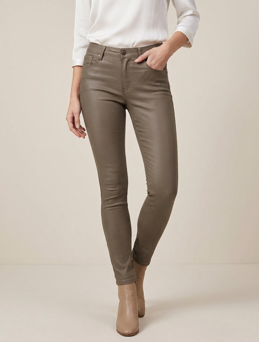 Jeans skinny effetto cerato - Talpa scuro
