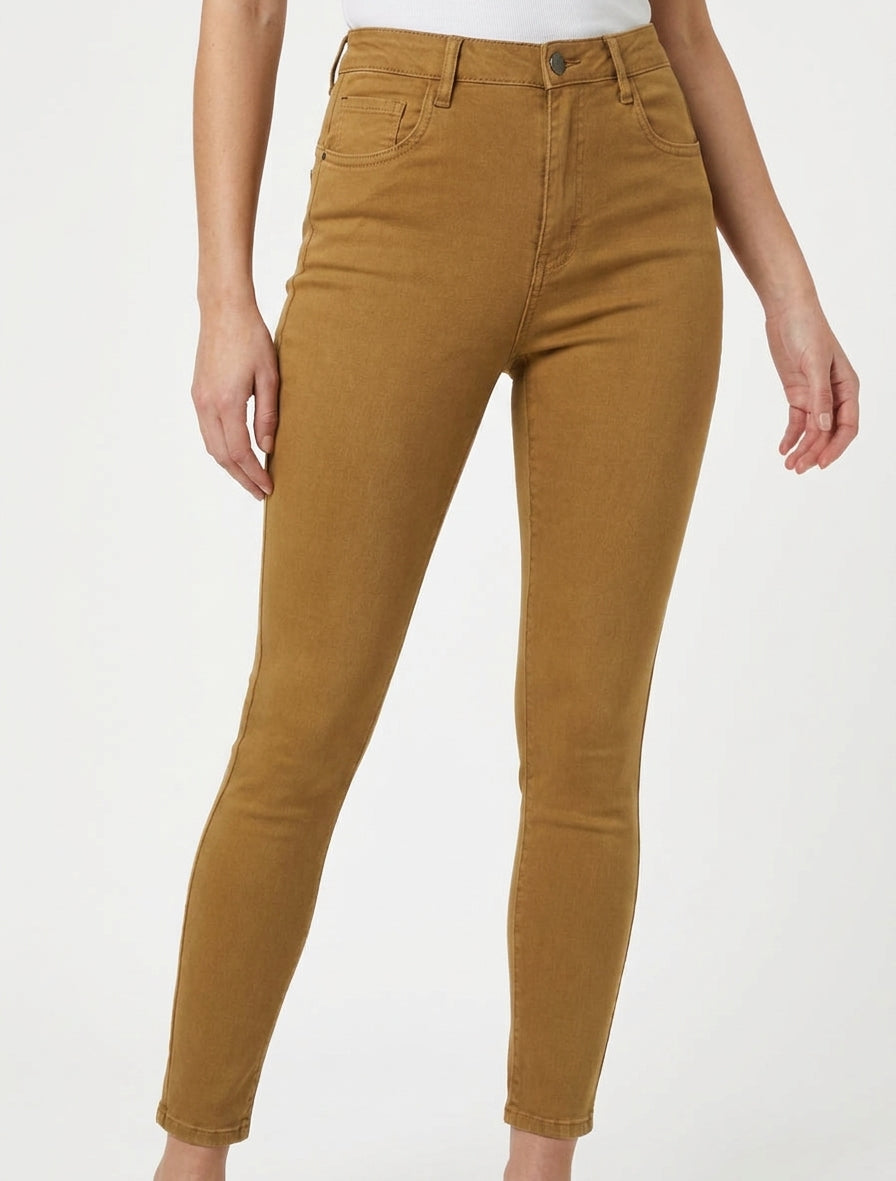 Jeans a sigaretta a vita alta - Giallo senape