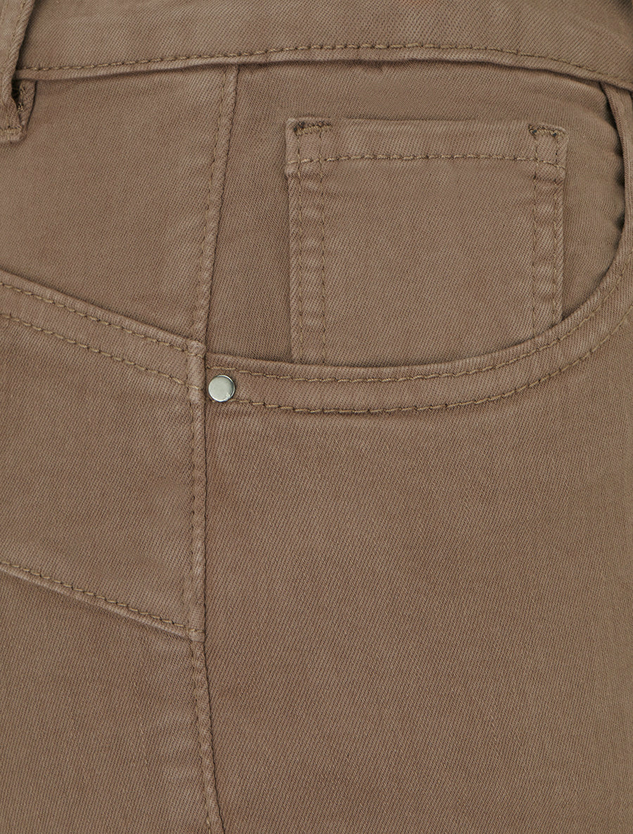 Jean slim uni à taille haute - Taupe foncé - 3