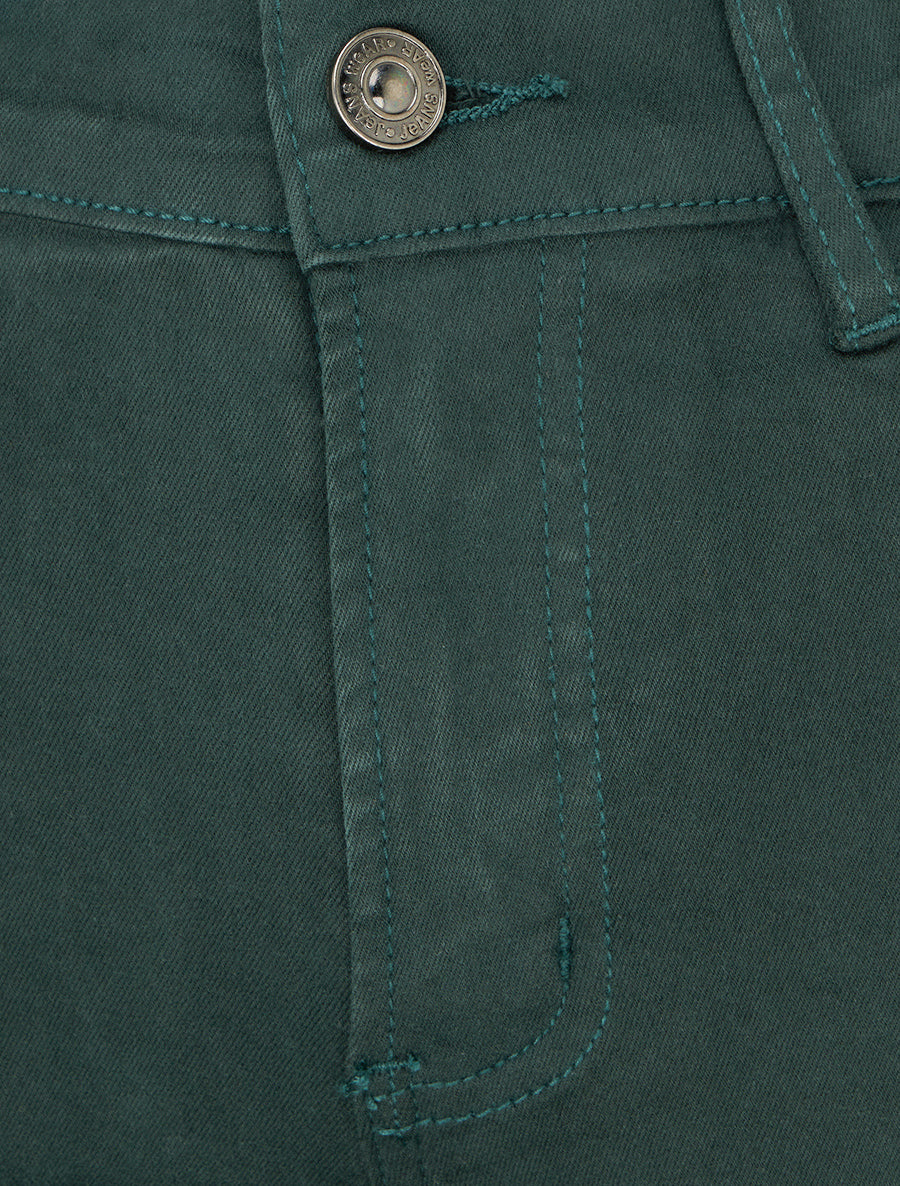 Jean slim uni taille haute - Vert foncé - 3