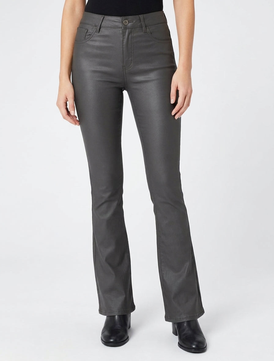Pantaloni a zampa rivestiti - Grigio antracite