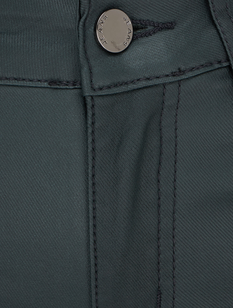 Pantalon slim en simili effet enduit - Vert bouteille - 3