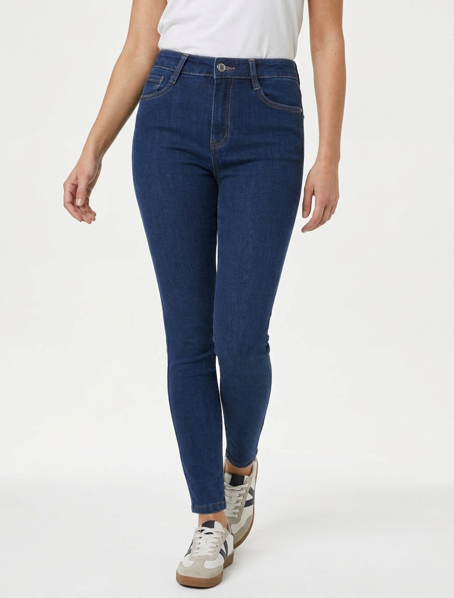 Jeans skinny foderati in pile - Blu grezzo