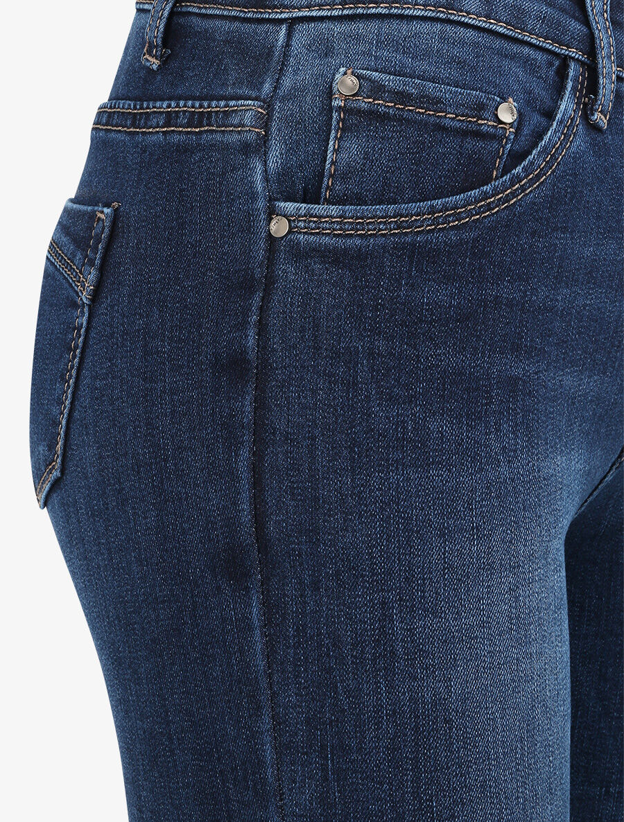 Jean skinny à taille haute et délavé - Bleu denim - 3