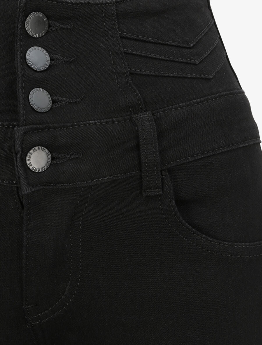 Jean skinny taille haute à coutures en V - Noir - 5