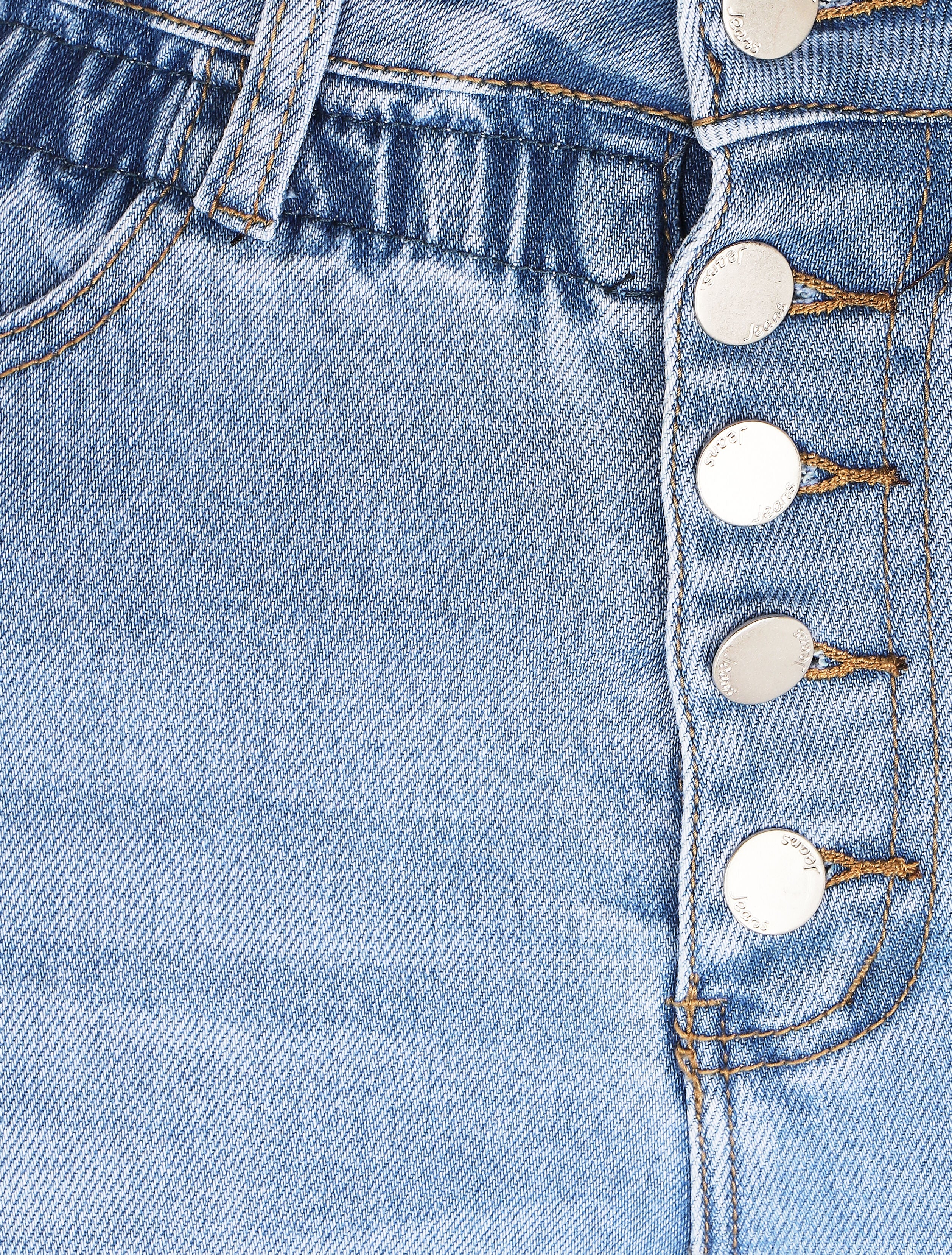Jean slim à taille empire élastiquée - Bleu - 3