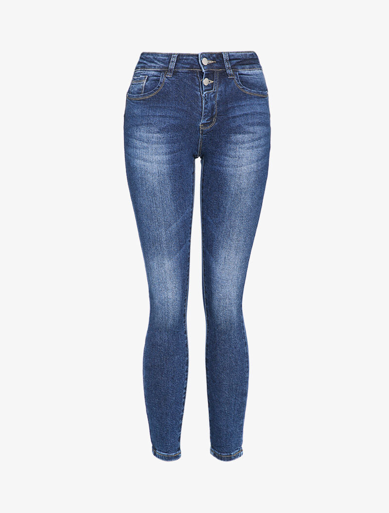 Jean skinny délavé taille standard - Denim foncé - 4