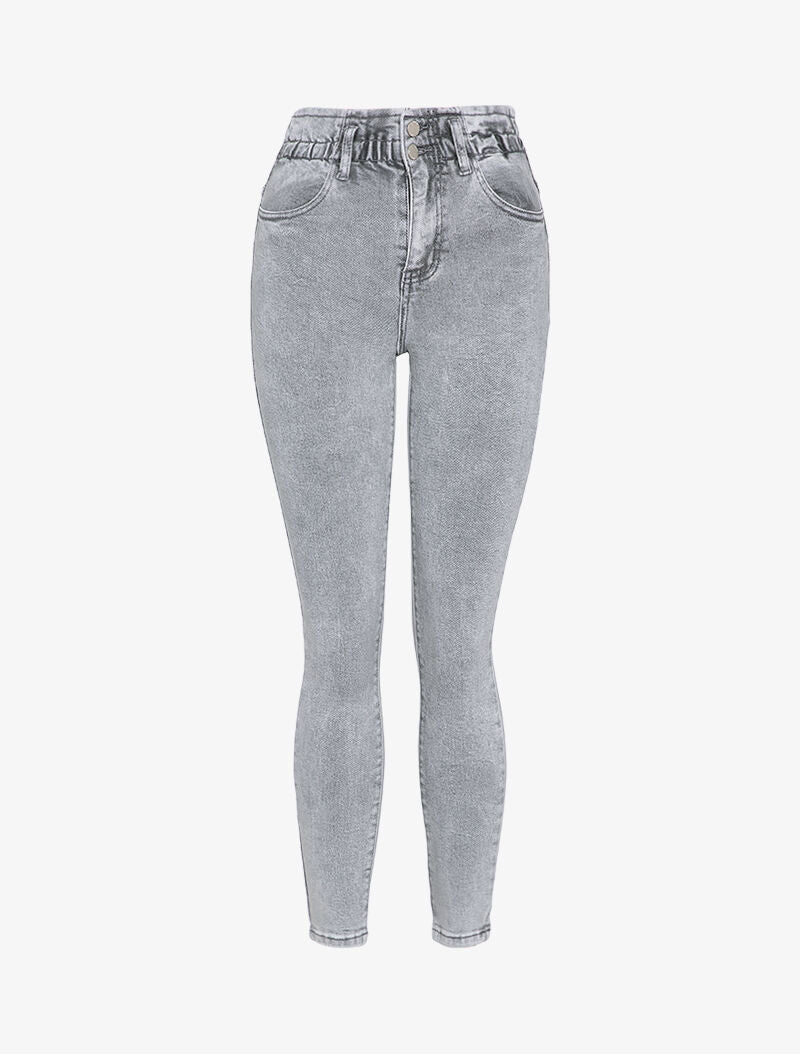 Jean skinny paperbag taille haute - Gris - 3