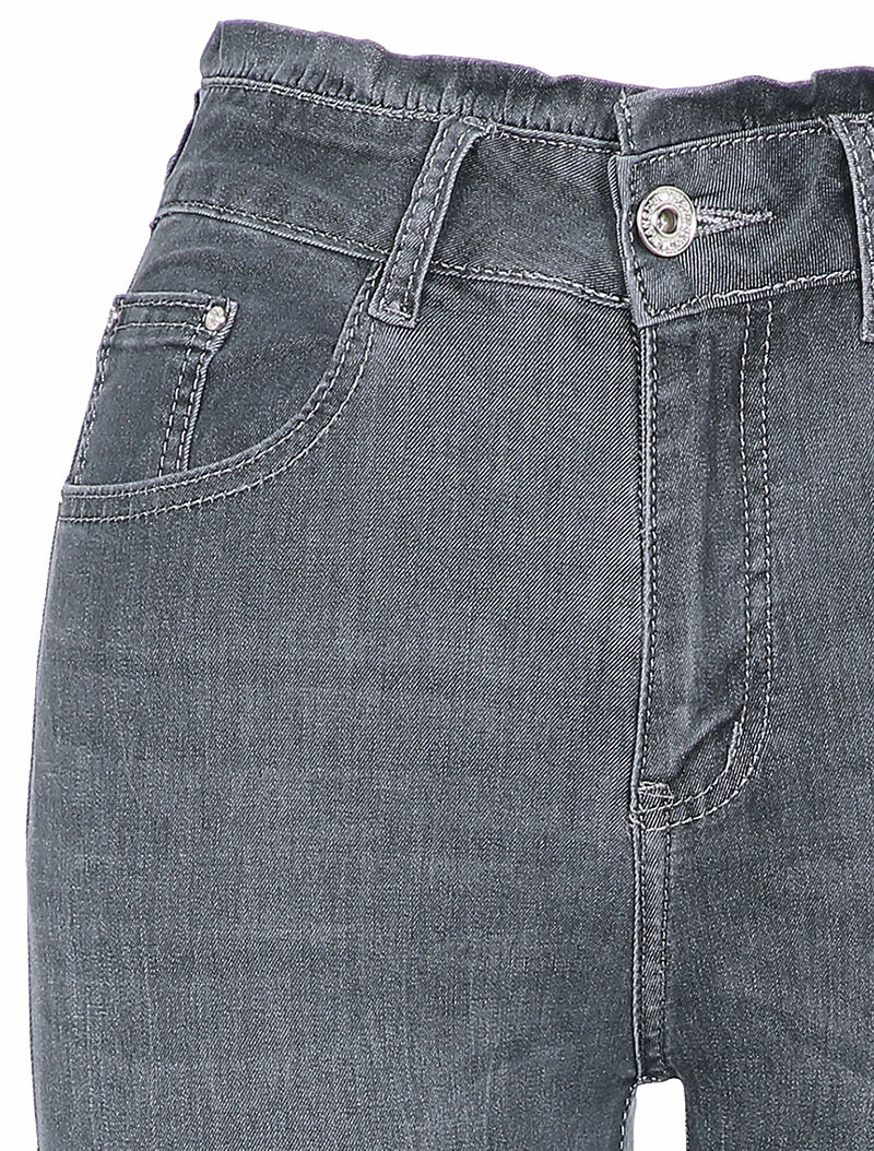 Jean taille haute froncée coupe skinny - Gris foncé - 3