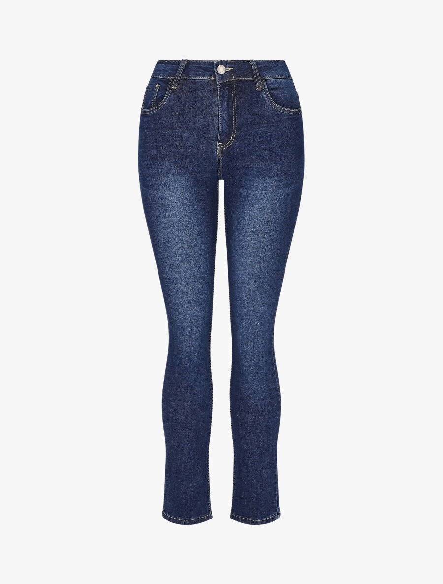Jean slim taille haute - Bleu - 4