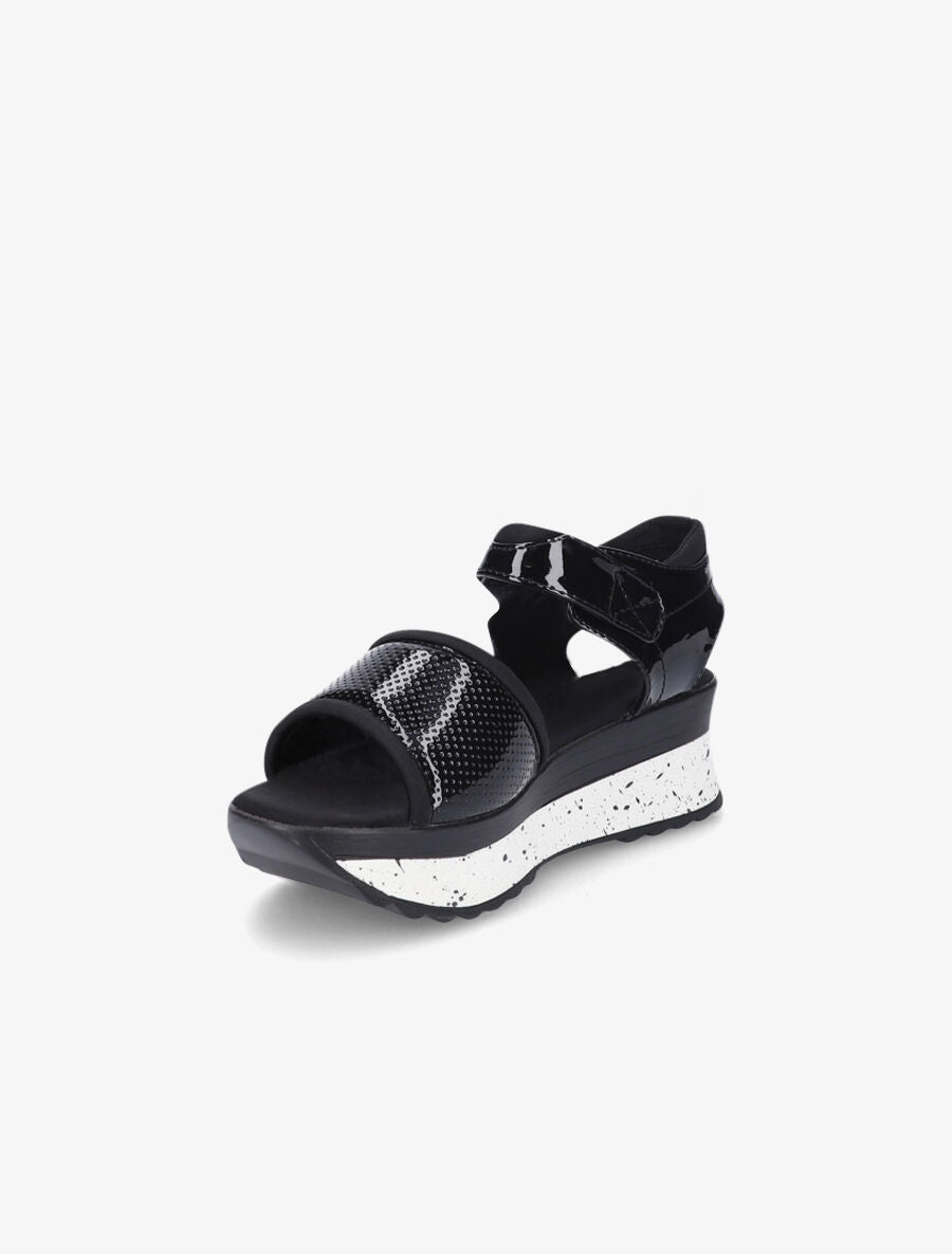 Nu-pieds compensés vernis - Noir - 3