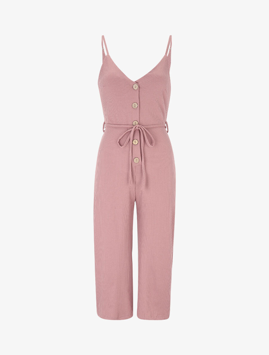 Combishort côtelé coupe droite - Rose - 1