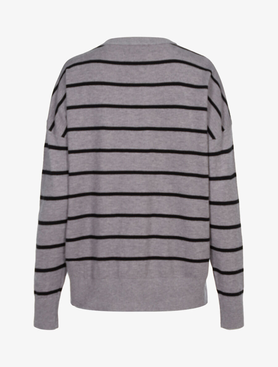 Pull coupe loose à rayures - Gris/noir - 2
