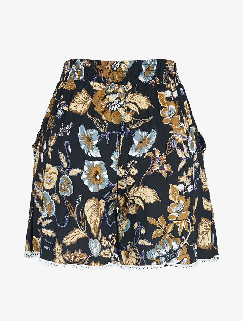 Short ample à imprimé fleuri - Noir - 2