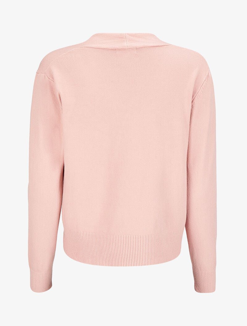 Pull à encolure cache-coeur - Rose poudré - 2