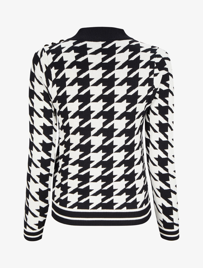 Pull à motifs et boutons stylisés - Noir/blanc - 2