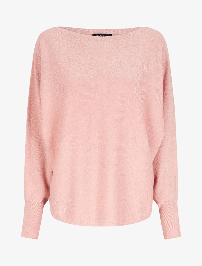 Pull fin oversize chauve-souris irisé - Rose - 1