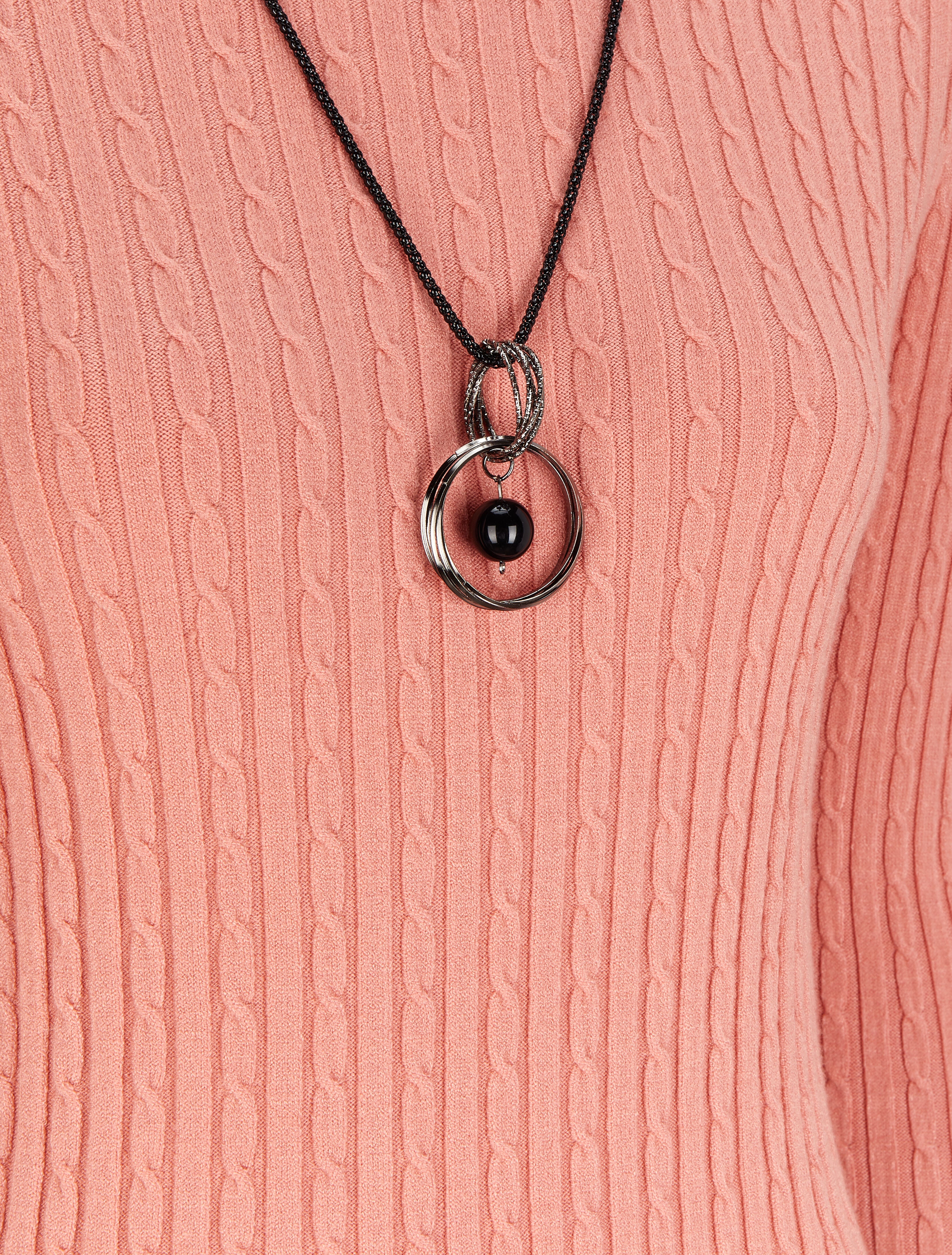 Pull effet maille tressée - Rose saumon - 3