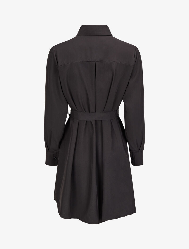Robe chemise ample à ceinture - Noir - 2