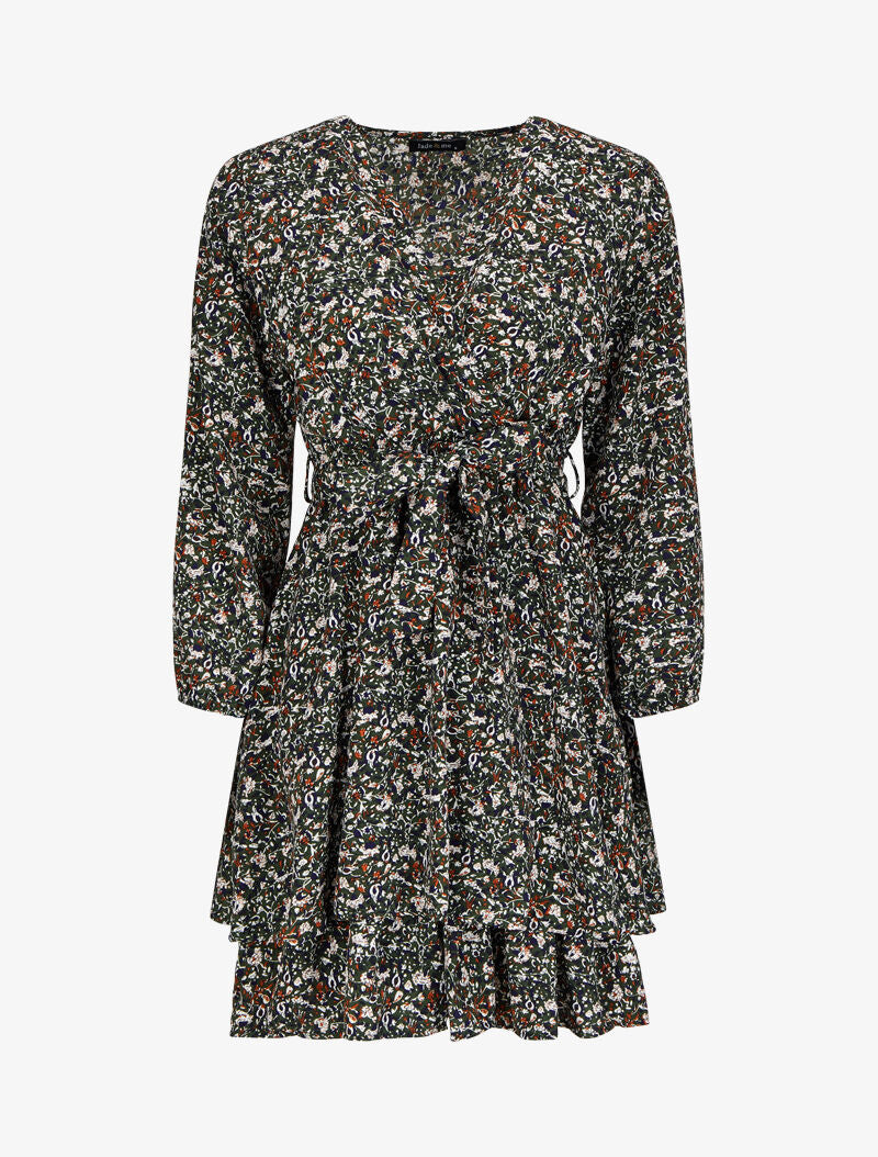 Robe cache-coeur à imprimé floral - Vert - 4