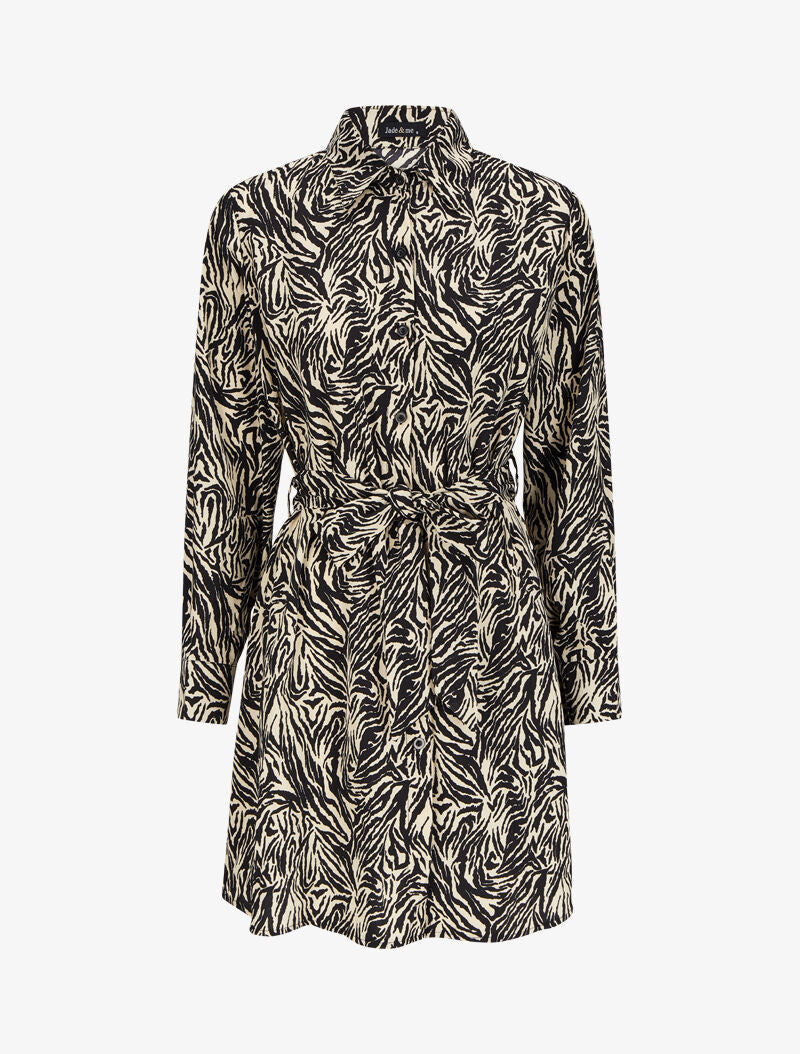 Robe chemise imprimé zèbre - Blanc/noir - 1