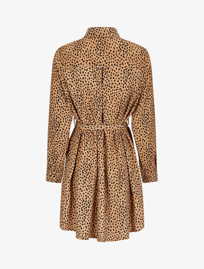 Robe chemise à imprimé moucheté - Camel - 2