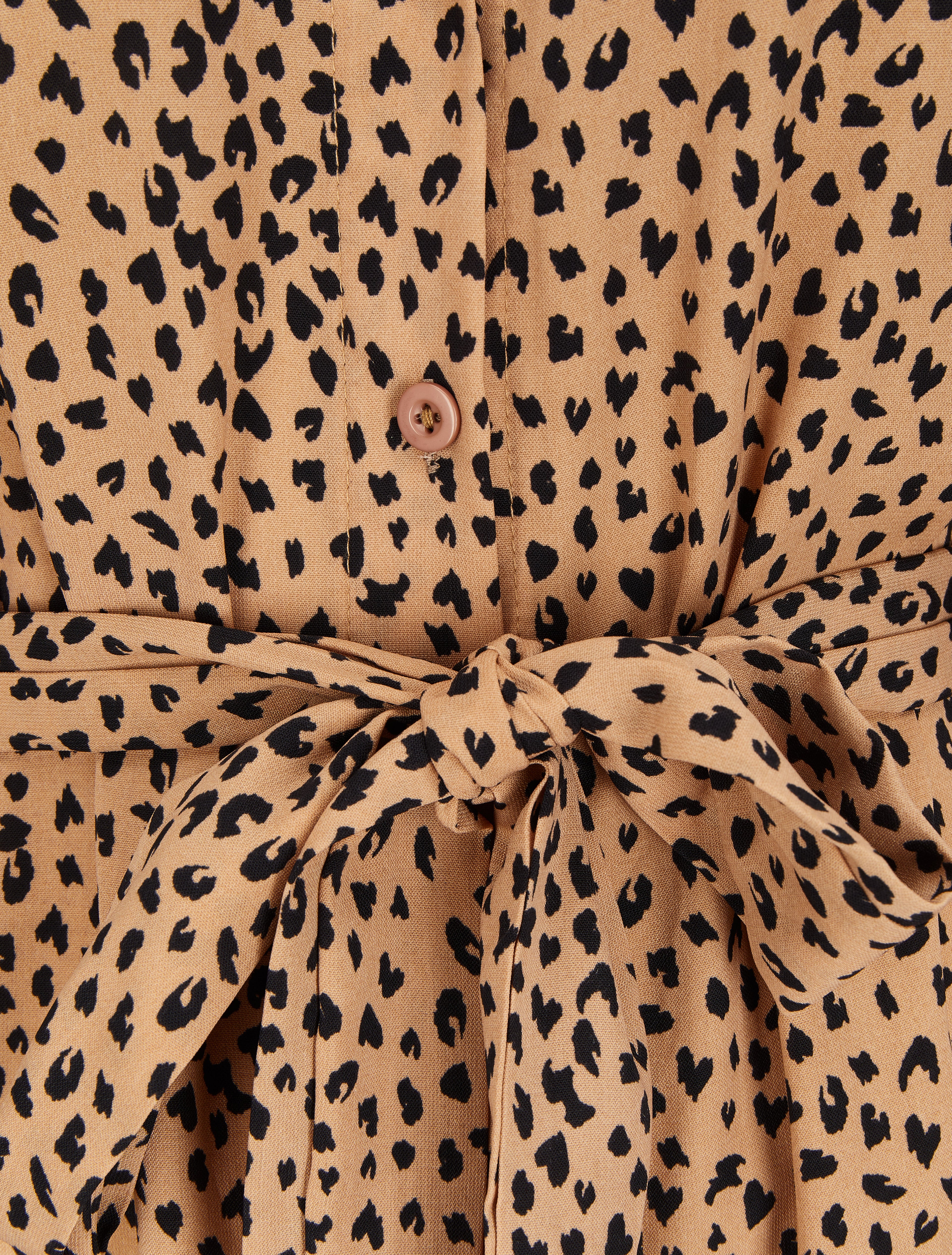Robe chemise à imprimé moucheté - Camel - 3