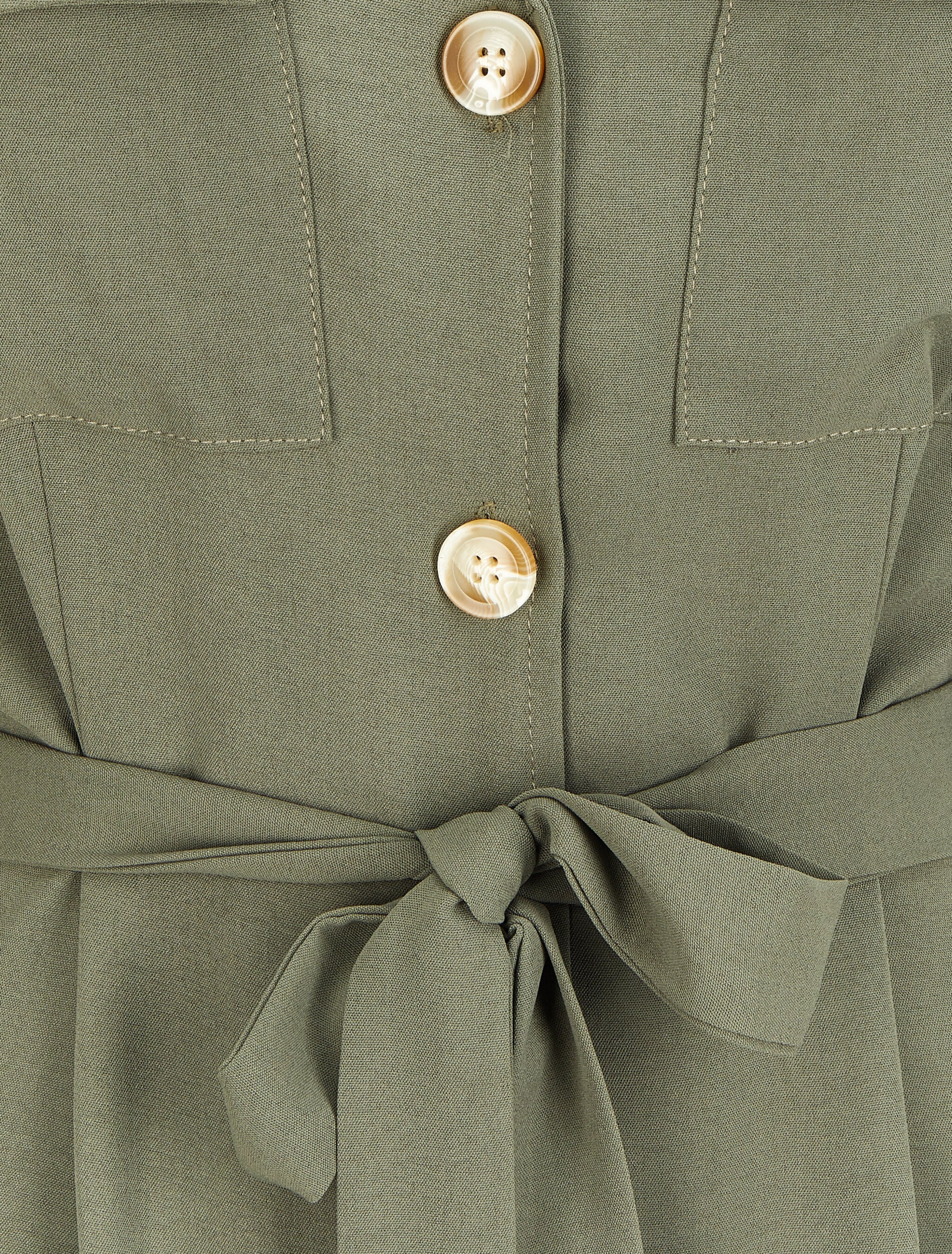 Robe chemise mi-longue à poches à rabats - Olive - 3