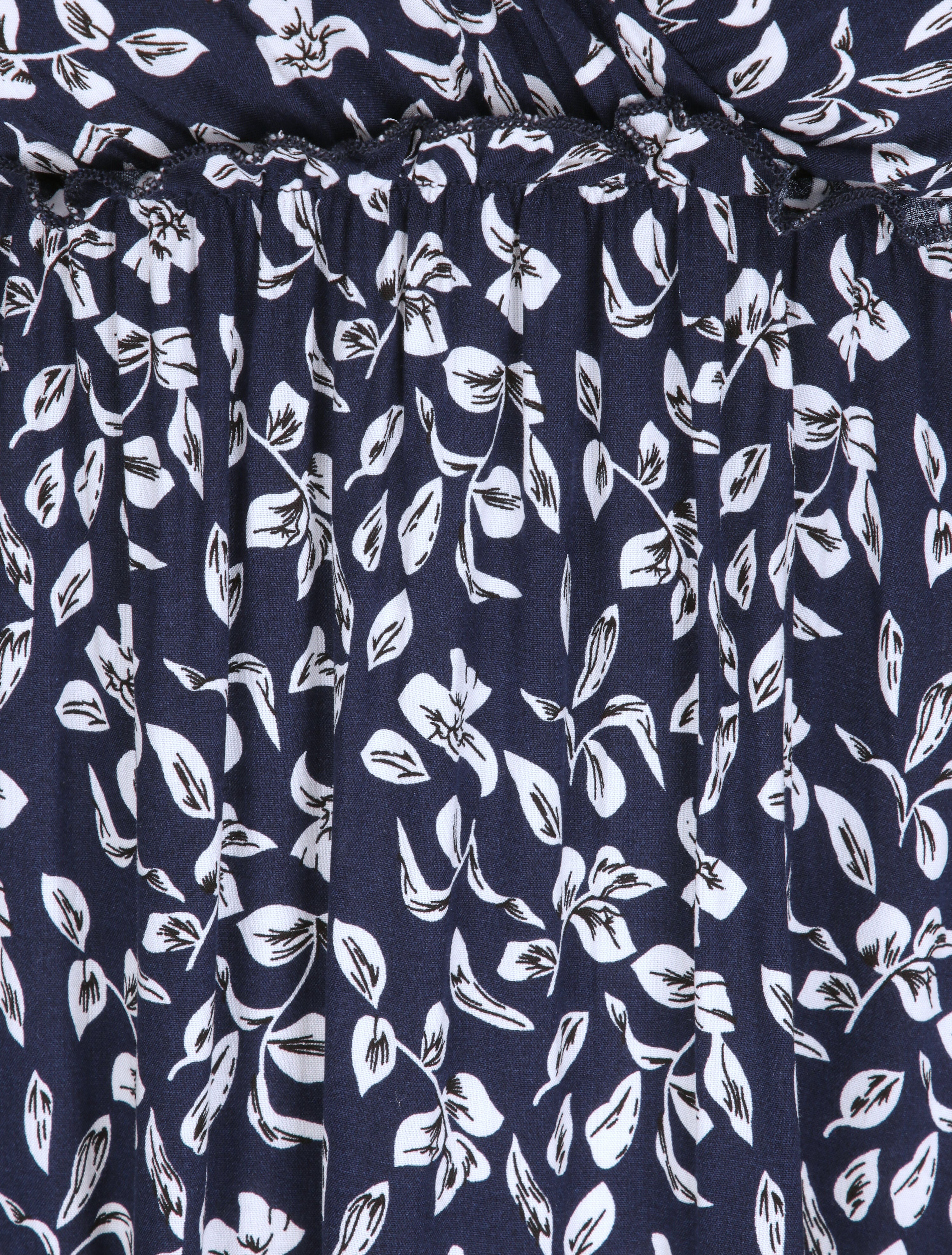 Robe longue à imprimé feuillage - Marine - 4
