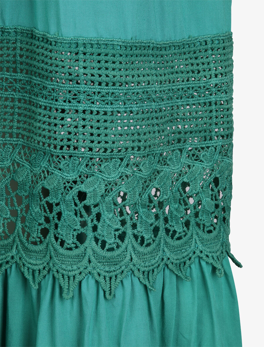 Robe longue cintrée coupe empire - Vert - 3
