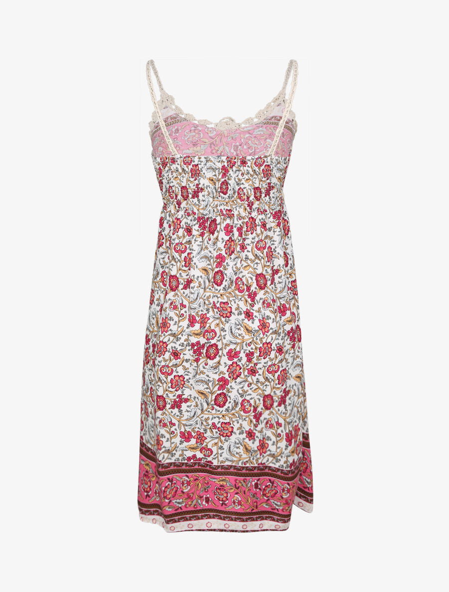 Robe constratée imprimé floral et graphique - Blanc - 2